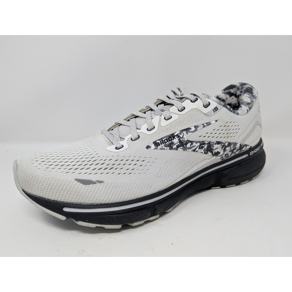Brooks Ghost 15 Running Shoes Womens 11.5 Oyster Black White 1203801B149 NICE!